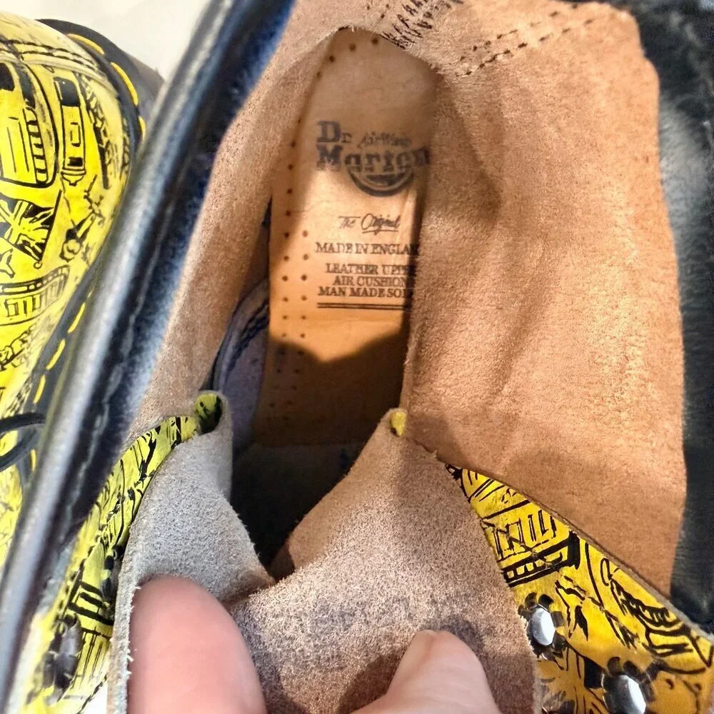 Dr. Martens 1460 London Icons Yellow Print Boots Women’s Size 6 (UK 4) Rare Vint - Picture 9 of 11